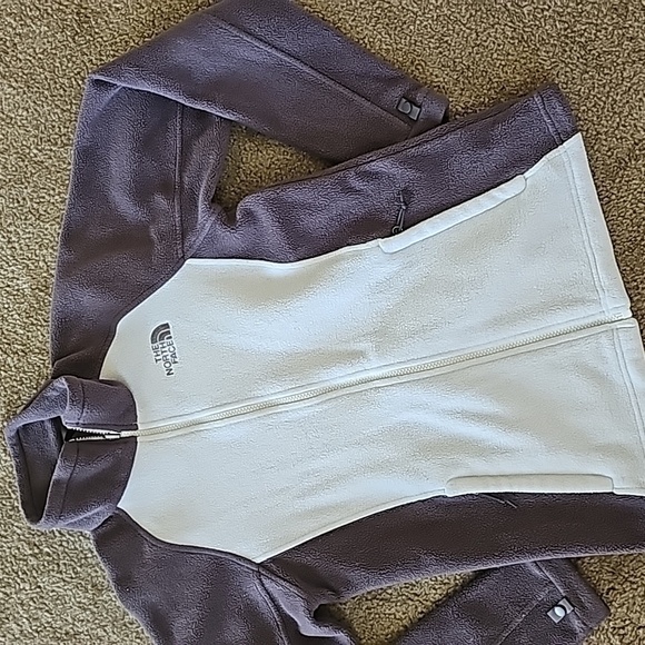 The North Face Fleece Zip Up Jacket Small White Purple - Picture 2 of 6